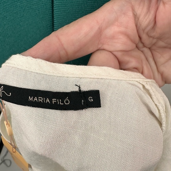 Maria Filo Long Sleeve Peasant Embroidered Linen Blend Blouse NWT. - Picture 8 of 11